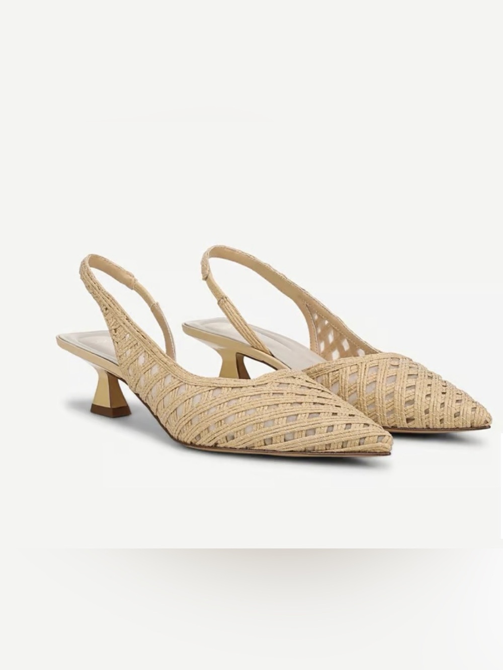 Franco Sarto Devin Slingback Half d’orsay kitten heel 7.5 natural beige
